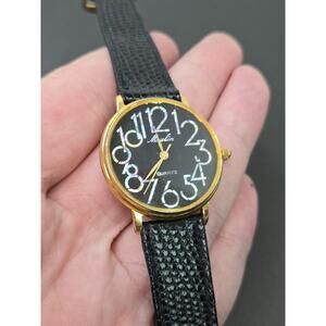 Moulin Women's Watch 32mm Metallic Watch Gold Tone Black Dial